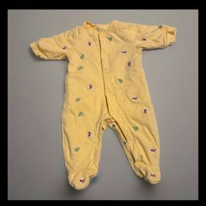 Baby GAP Newborn 0-3 Yellow FOOTED HOLIDAY LAYERED ONE PIECE Seals Trees
